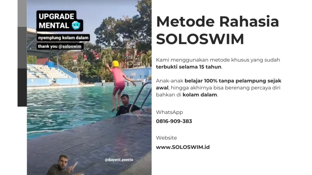 Testimoni orang tua murid SOLOSWIM tentang anaknya berani berenang.